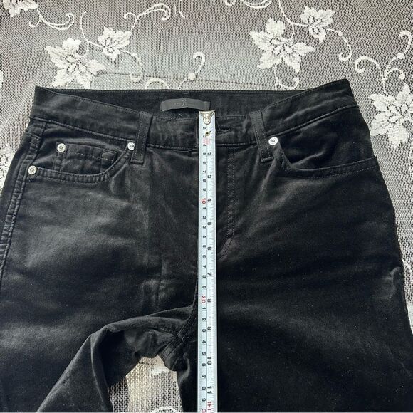 7 For All Mankind Eddie  Straight Crop Black Velvet Jean - Picture 12 of 13